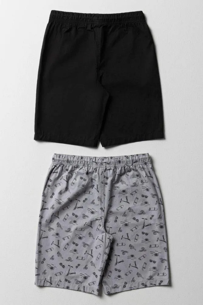 2 Pack Skate Shorts Black & Grey