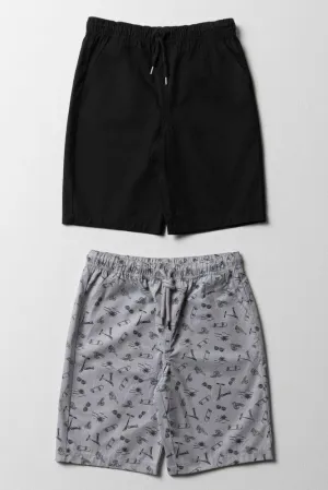 2 Pack Skate Shorts Black & Grey