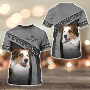 3D Dog T Shirts, Border Collie The Perfect Companion Never Walk Alone All Over Print T-Shirt, Gift For Pet Loves