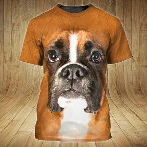 3D Dog T Shirts, Boxer Face All Over Print T-Shirt, Gift For Pet Loves