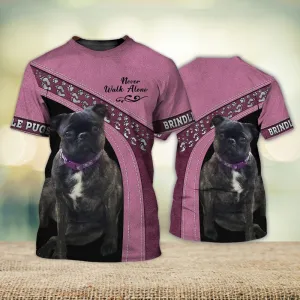 3D Dog T Shirts, Brindle Pugs Love All Over Print T-Shirt, Gift For Pet Loves