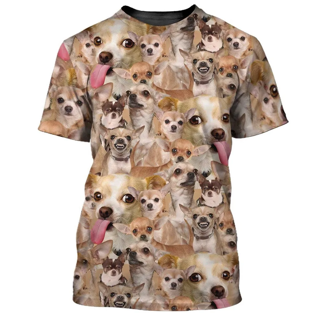 3D Dog T Shirts, Chihuahuas Cute Face All Over Print T-Shirt, Gift For Pet Loves