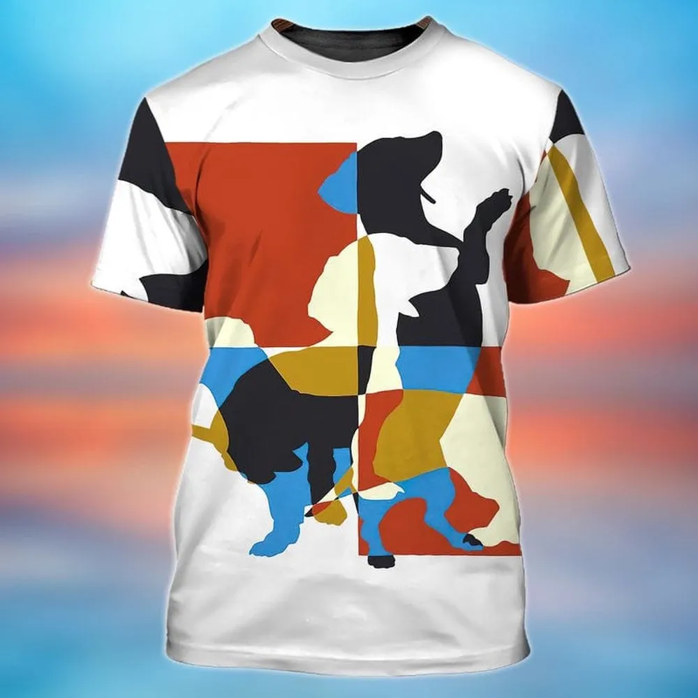 3D Dog T Shirts, Dachshund Color All Over Print T-Shirt, Gift For Pet Loves