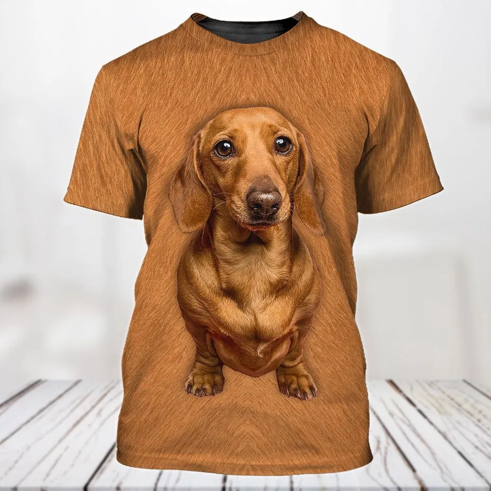 3D Dog T Shirts, Dachshund Face All Over Print T-Shirt, Gift For Pet Loves