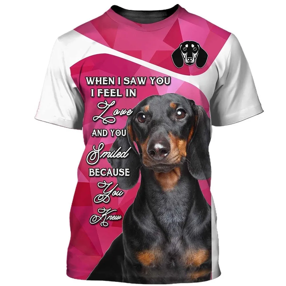 3D Dog T Shirts, Dachshund When I Saw You All Over Print T-Shirt, Gift For Pet Loves