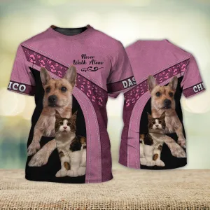 3D Dog T Shirts, Dasty Chico Never Walk Alone All Over Print T-Shirt, Gift For Pet Loves