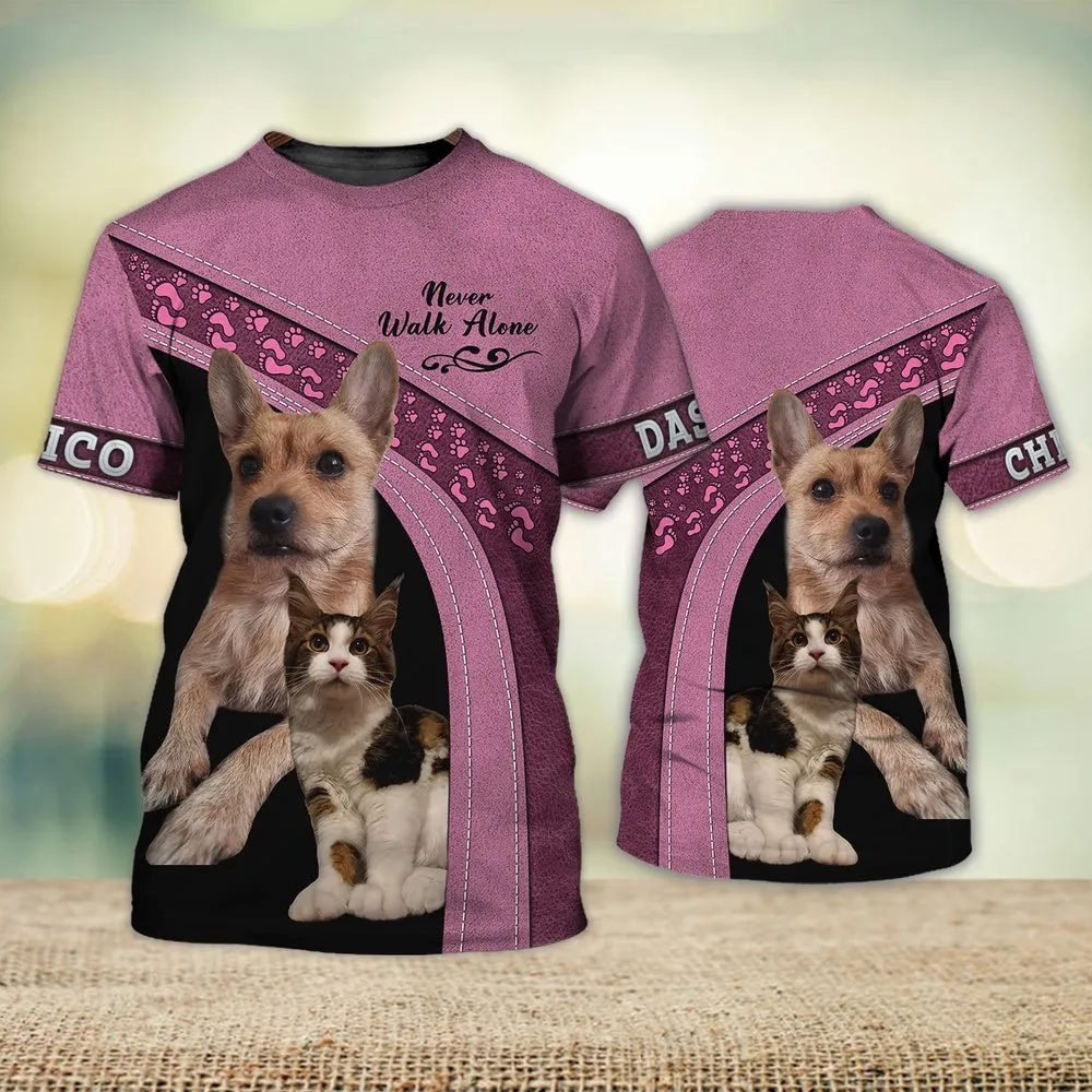 3D Dog T Shirts, Dasty Chico Never Walk Alone All Over Print T-Shirt, Gift For Pet Loves