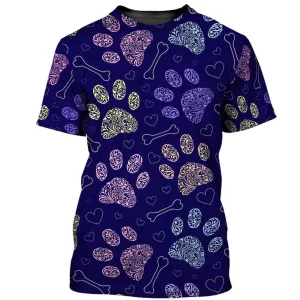 3D Dog T Shirts, Dog Paw All Over Print T-Shirt, Gift For Pet Loves