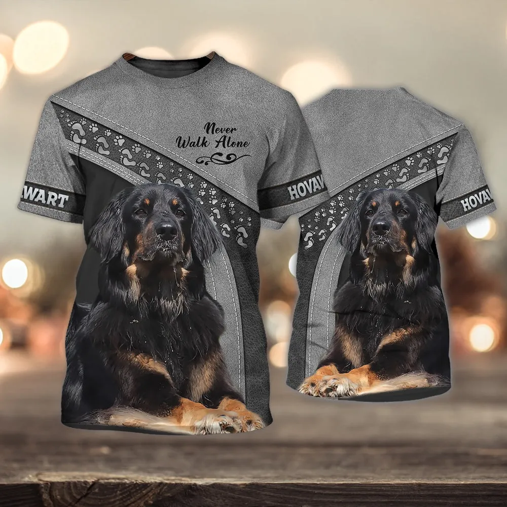 3D Dog T Shirts, Hovawart Never Walk Alone All Over Print T-Shirt, Gift For Pet Loves