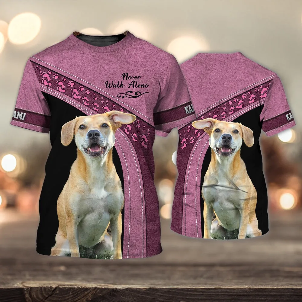 3D Dog T Shirts, Kami Love Never Walk Alone All Over Print T-Shirt, Gift For Pet Loves