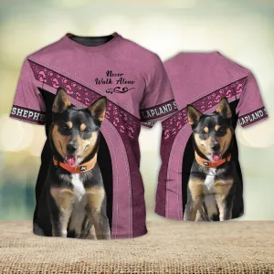 3D Dog T Shirts, Lapland Shepherd Love Never Walk Alone All Over Print T-Shirt, Gift For Pet Loves