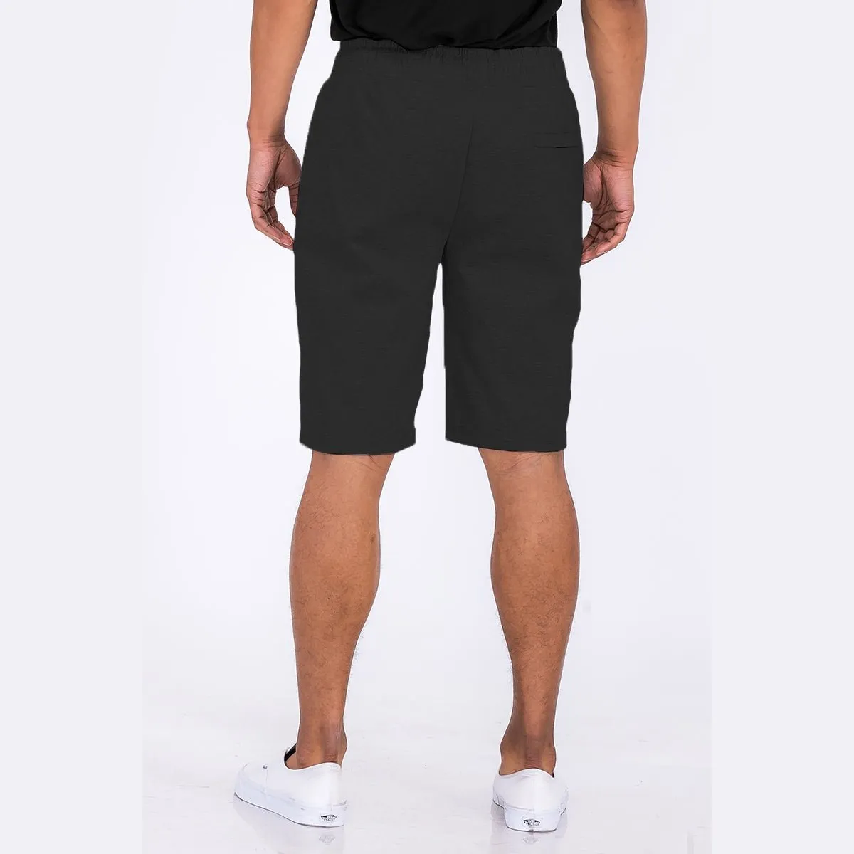 Black Heathered Cotton Shorts