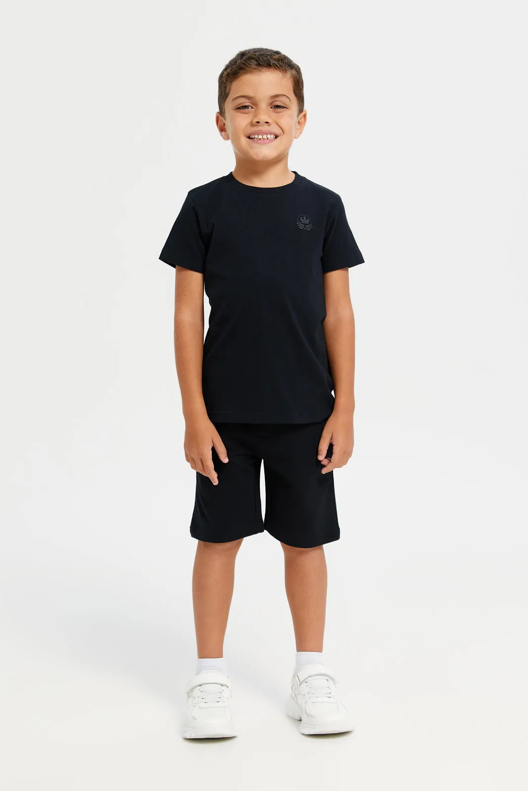 Boys Black And Grey Active Shorts Set (2 Piece)