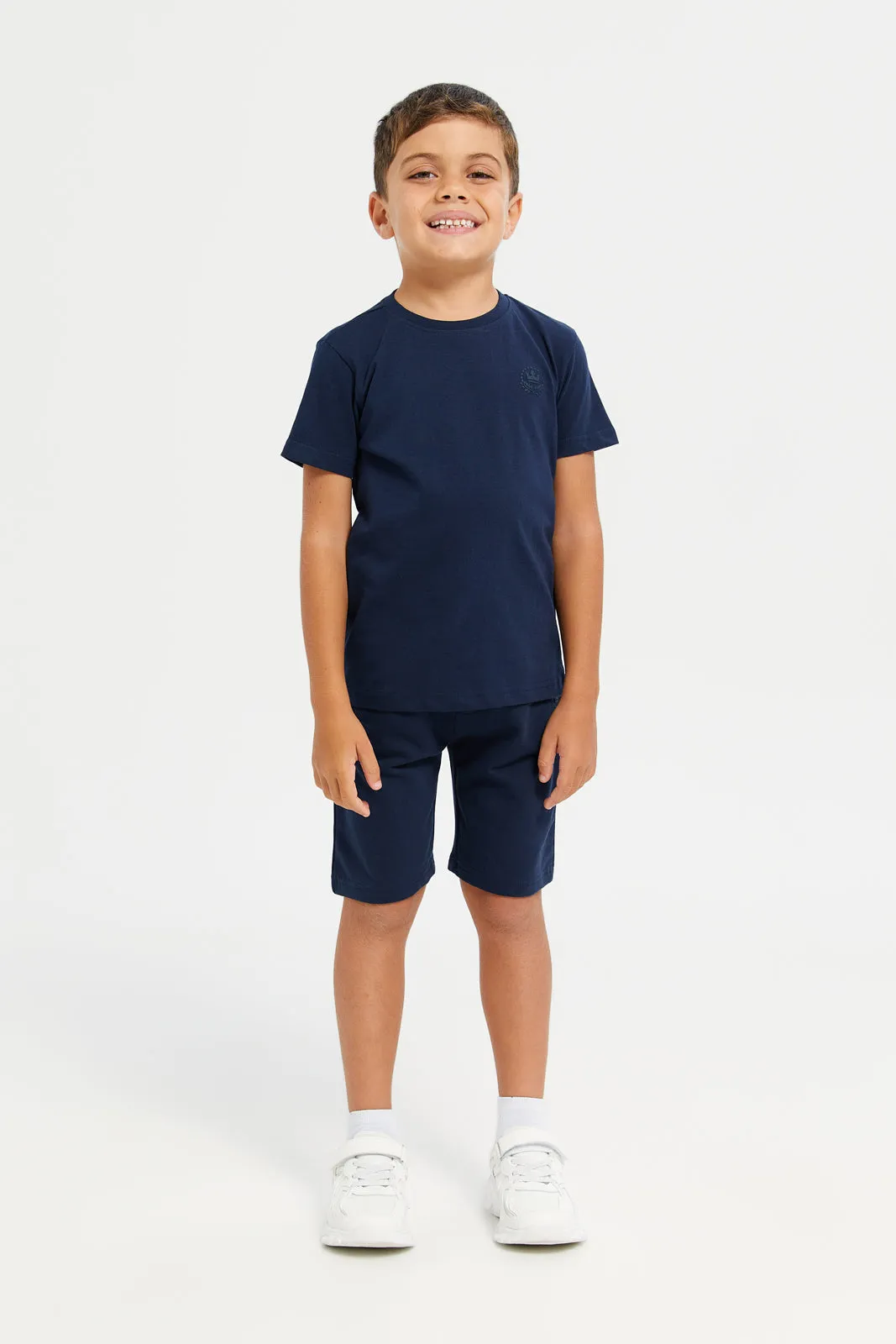 Boys Navy And Blue Active Shorts Set (2 Piece)