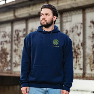 Celtic Clover Knot Embroidered Personalized Hoodie- Navy