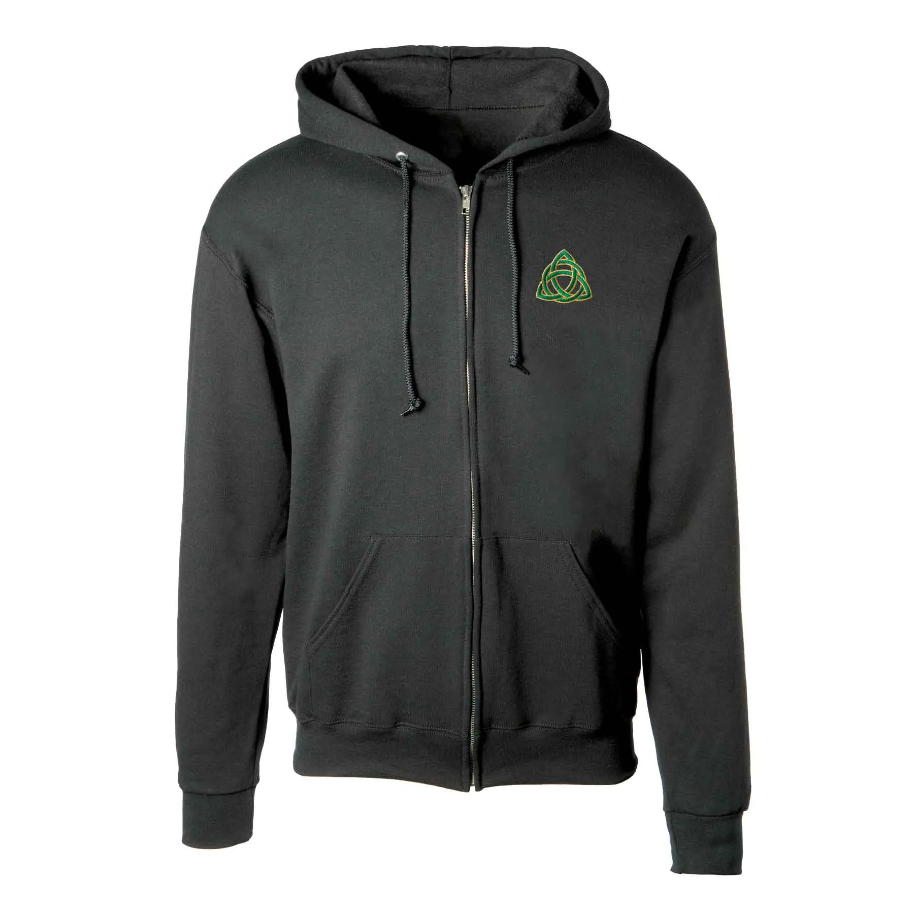 Celtic Trinity Knot Embroidered Personalized Full Zip Hoodie- Black