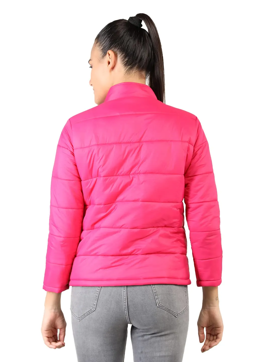 CHKOKKO Women's Winter Wear Quilted Jacket HotPink S