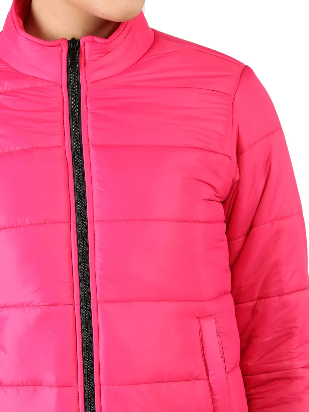 CHKOKKO Women's Winter Wear Quilted Jacket HotPink S