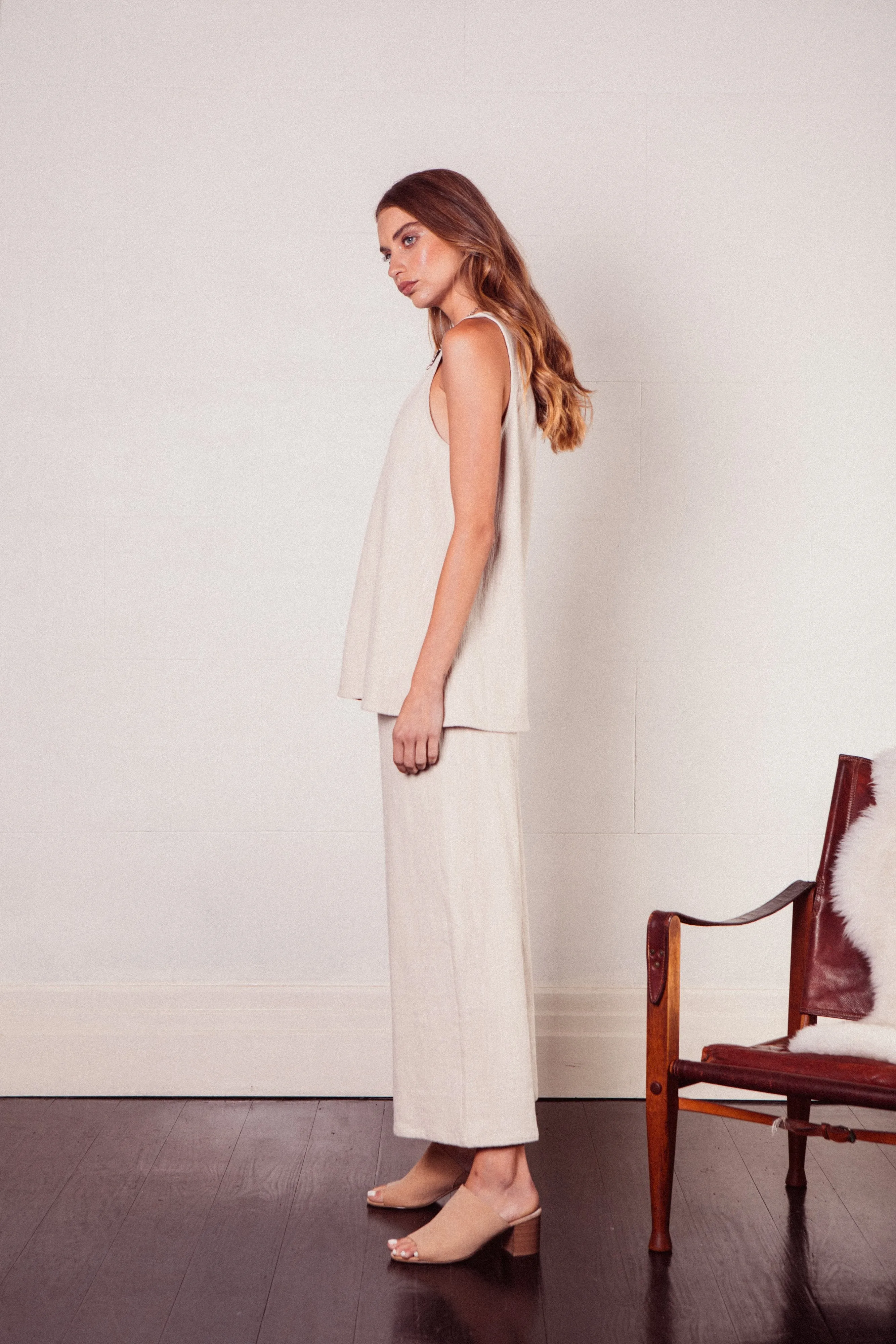 Echoe Lounge Linen Pants in Sand