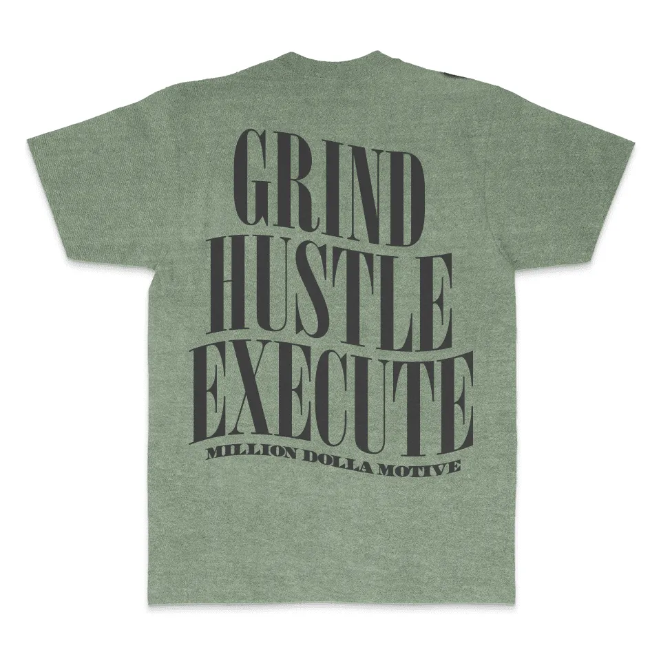 Grind Hustle Execute - Olive Vintage Dye T-Shirt