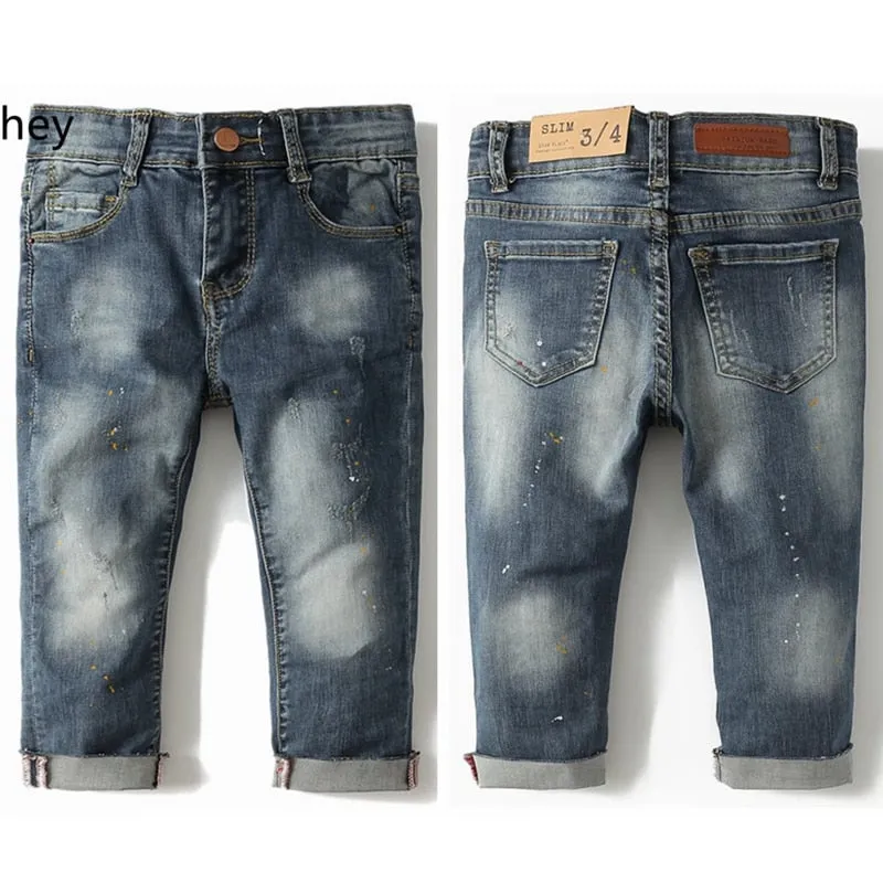 Kids Jeans Pants Baby Denim Trousers Infant Clothing Broken Distress Style