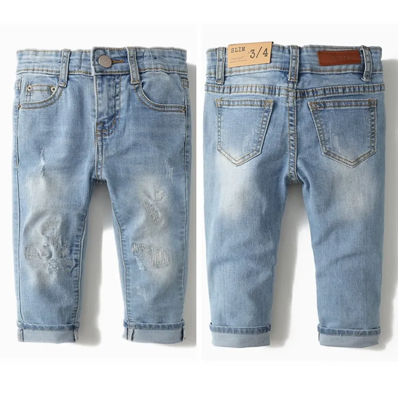 Kids Jeans Pants Baby Denim Trousers Infant Clothing Broken Distress Style