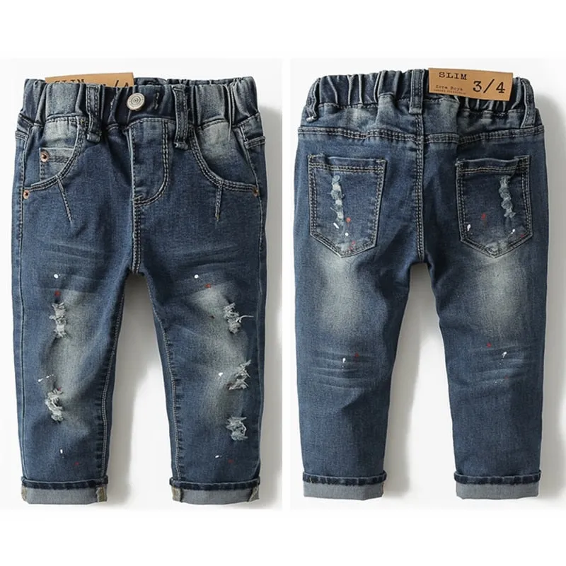 Kids Jeans Pants Baby Denim Trousers Infant Clothing Broken Distress Style