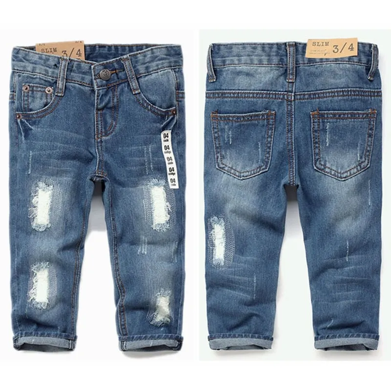 Kids Jeans Pants Baby Denim Trousers Infant Clothing Broken Distress Style