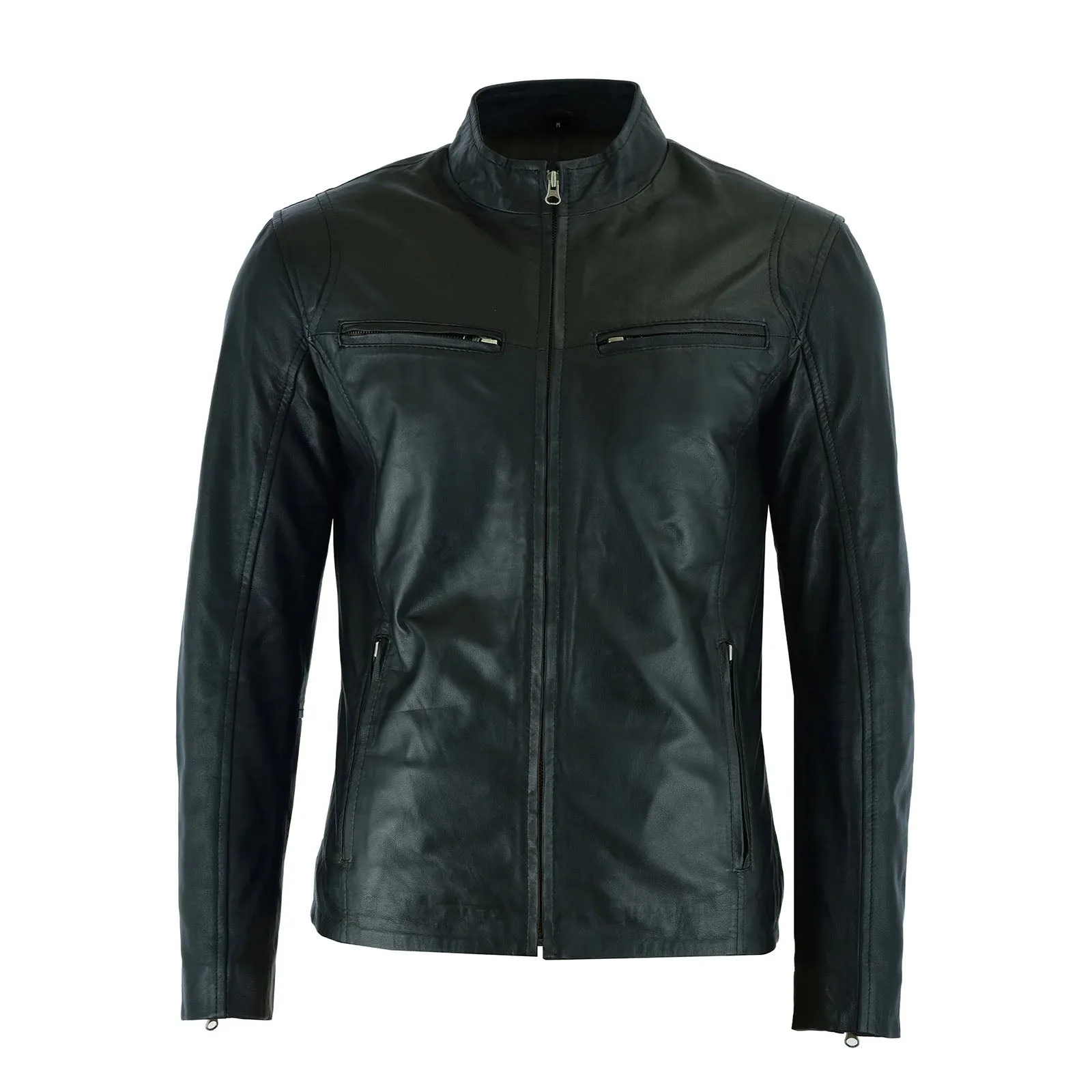 Men's Real Sheep Leather Cafe Racer Biker's Hooper Jacket