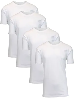 Men's Short Sleeve Crew Neck  Cotton Blend Classic Tee (S-3XL) 4 Pack