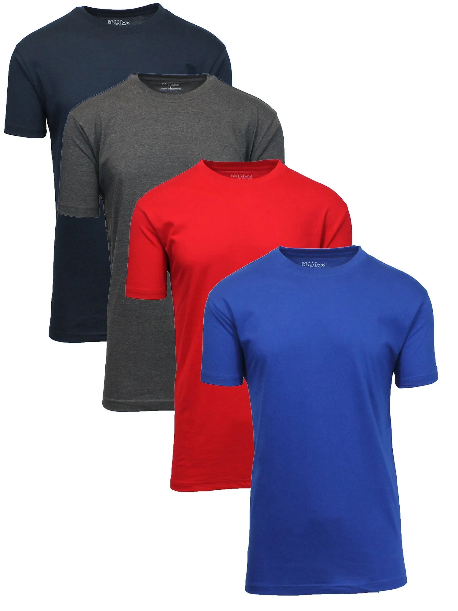 Men's Short Sleeve Crew Neck  Cotton Blend Classic Tee (S-3XL) 4 Pack