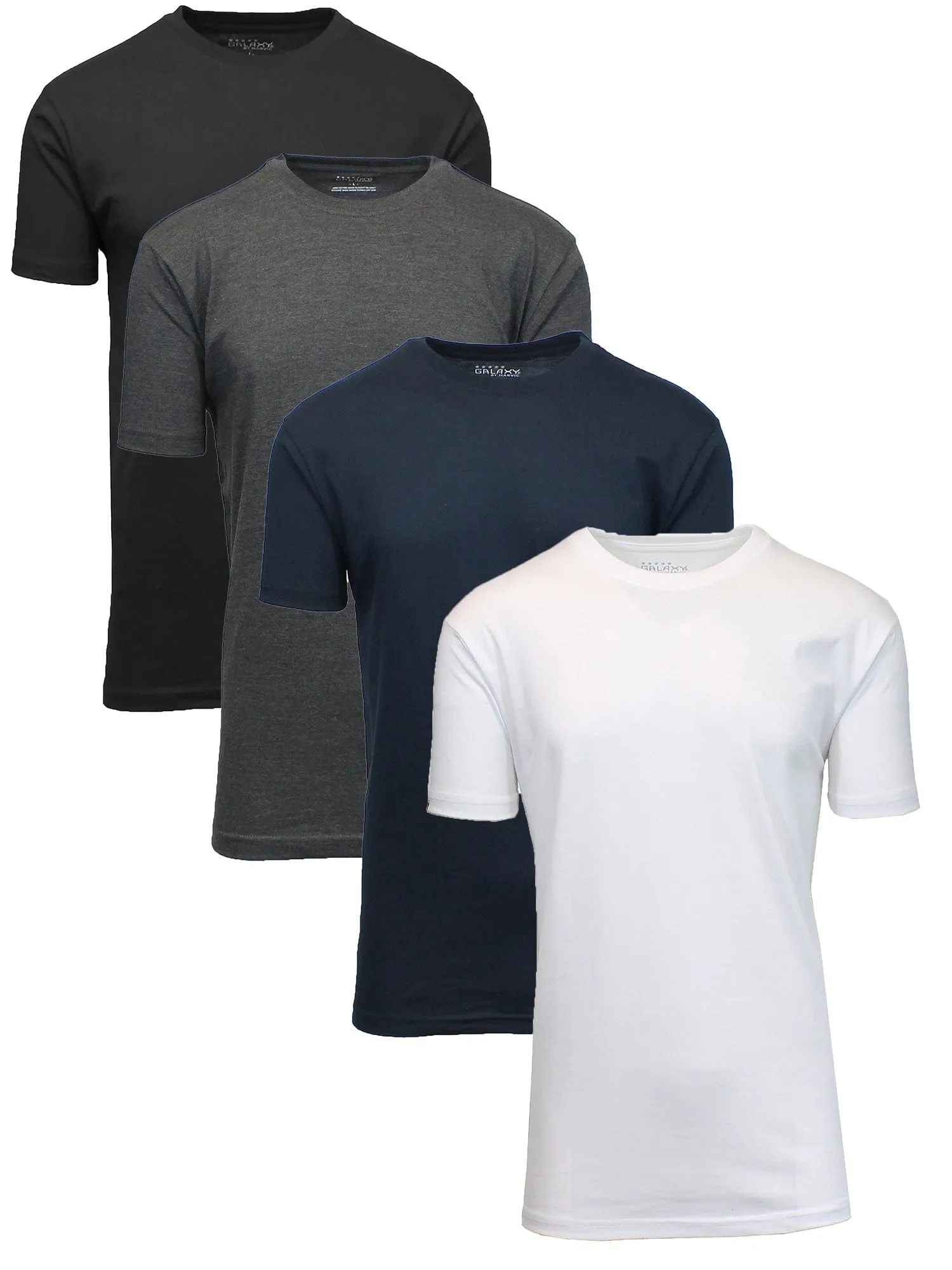 Men's Short Sleeve Crew Neck  Cotton Blend Classic Tee (S-3XL) 4 Pack