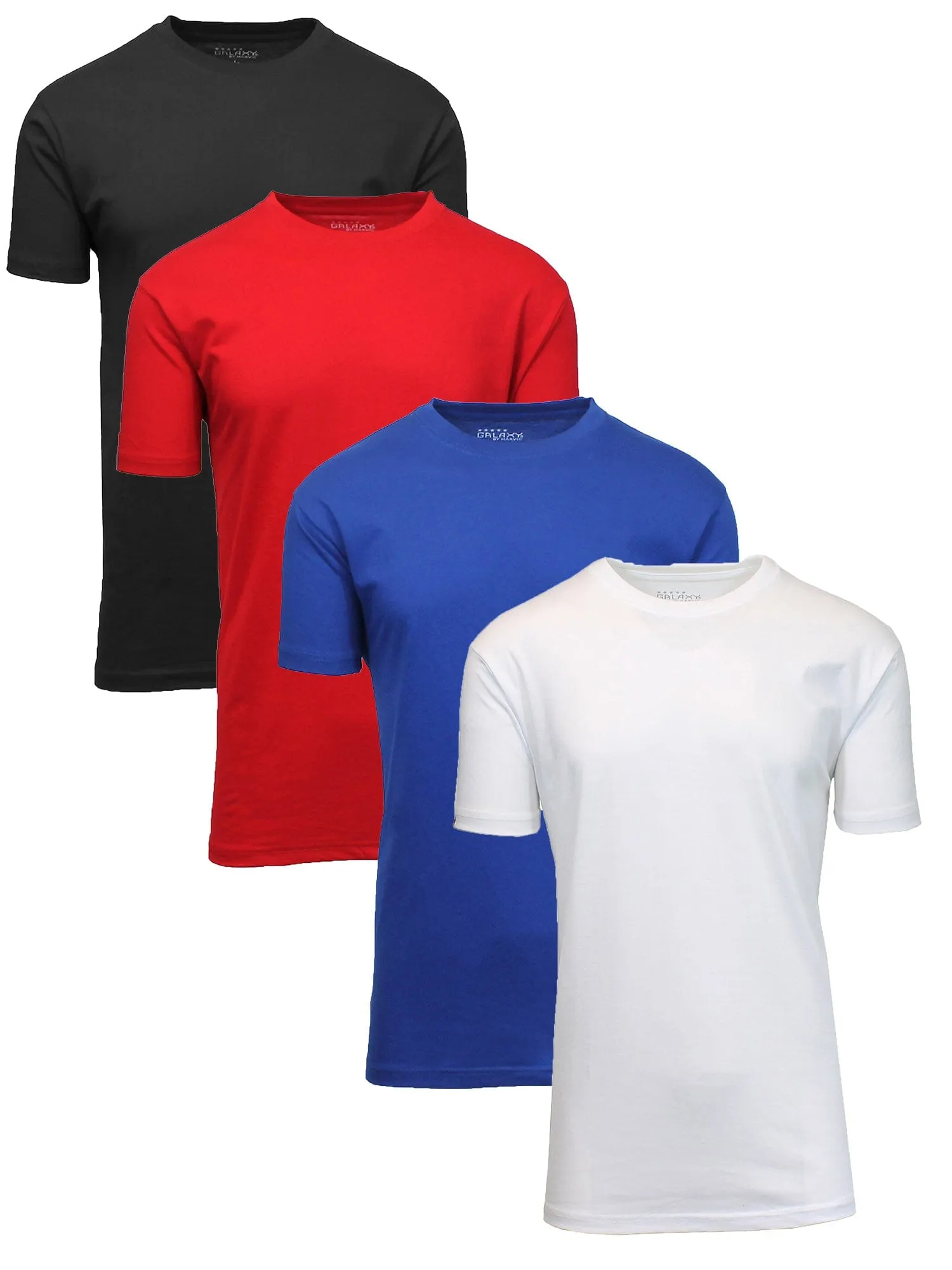 Men's Short Sleeve Crew Neck  Cotton Blend Classic Tee (S-3XL) 4 Pack