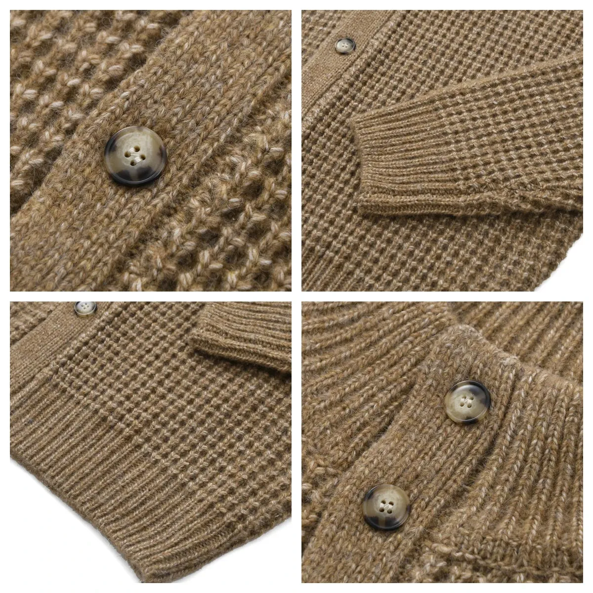 Men's Stand Collar Waffle Woolen Cardigan