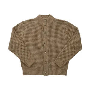 Men's Stand Collar Waffle Woolen Cardigan