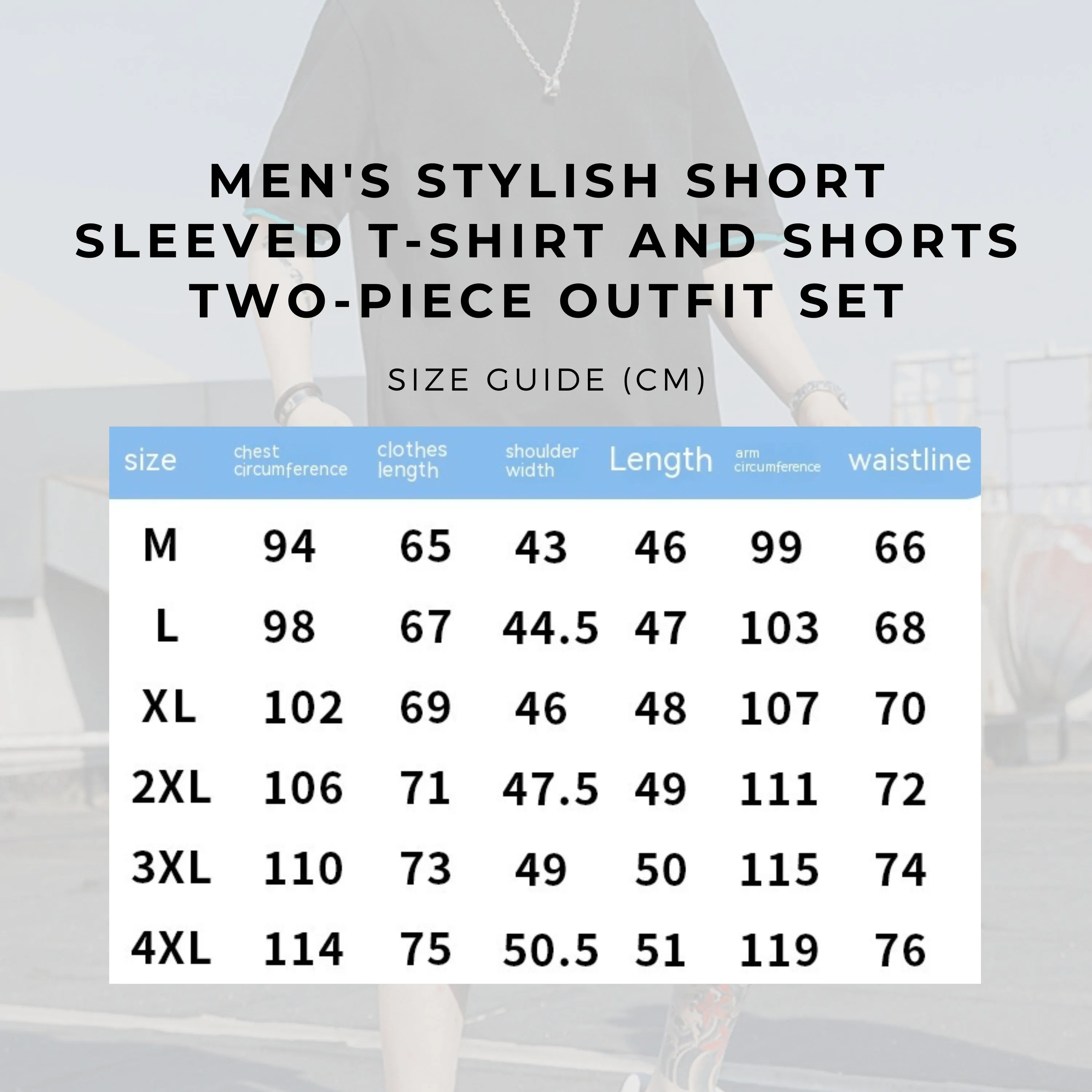 Men's Stylish Short Sleeved T-Shirt and Shorts Two-piece Outfit Set