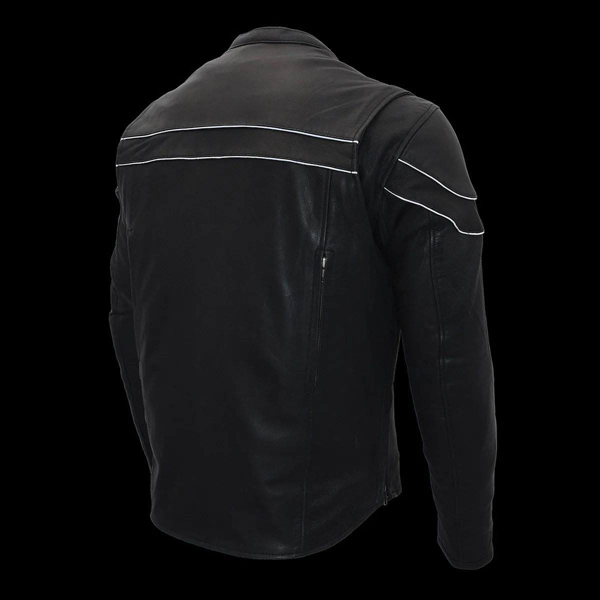 Milwaukee Leather MLM1525 Men's ‘Crossover’ Black Leather Lightweight MC Jacket