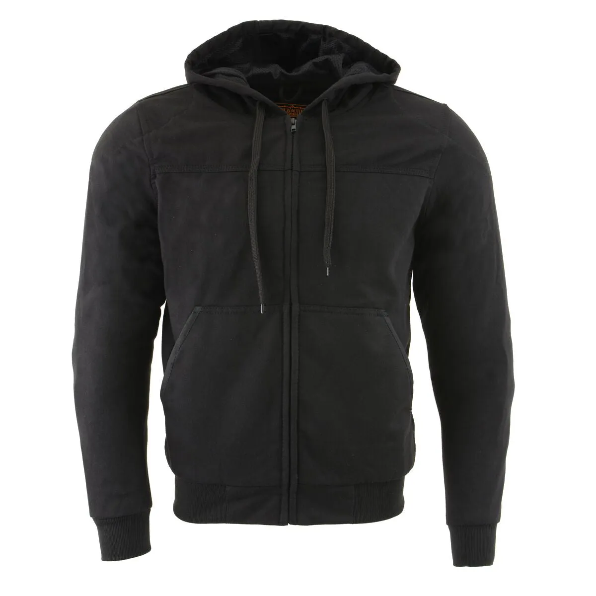 Milwaukee Leather MPM1788 Men's Black CE Approved Armored Riding Hoodie Sweater with Aramid by DuPont Fibers