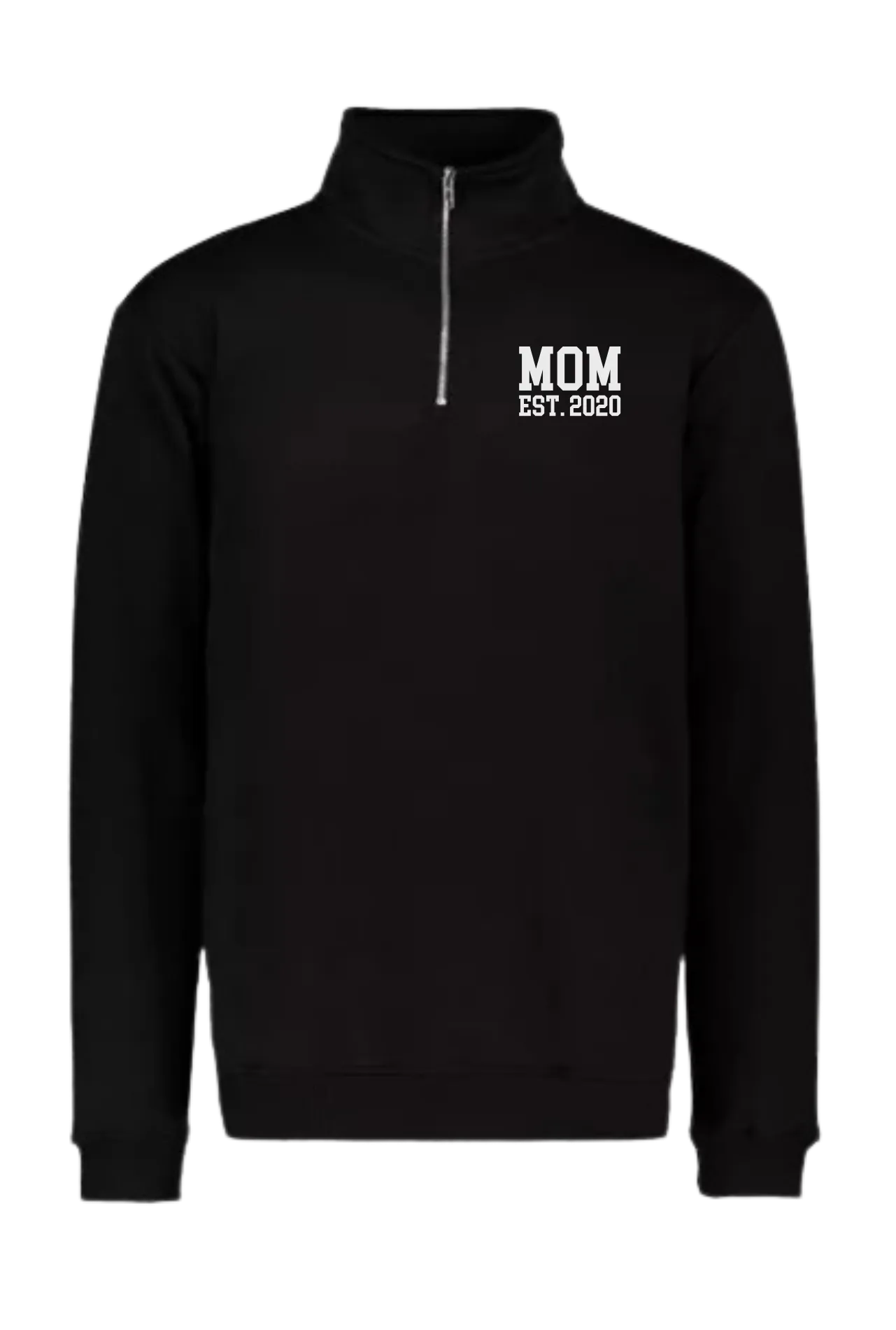 Mom Est Custom Embroidered Quarter Zip Sweater