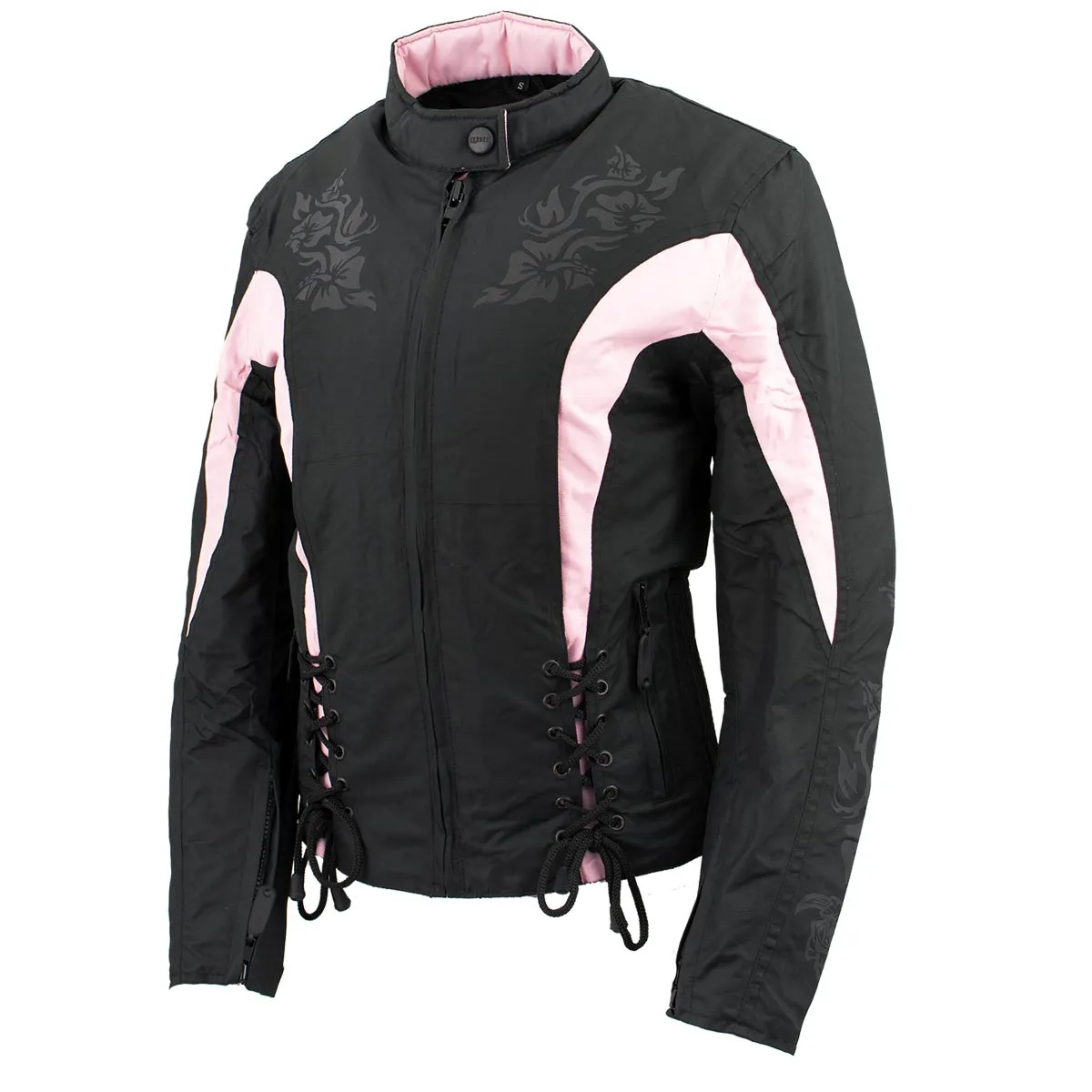 NexGen SH236806 Women's 'Reflective Buffalo Head' Black and Pink Textile Jacket