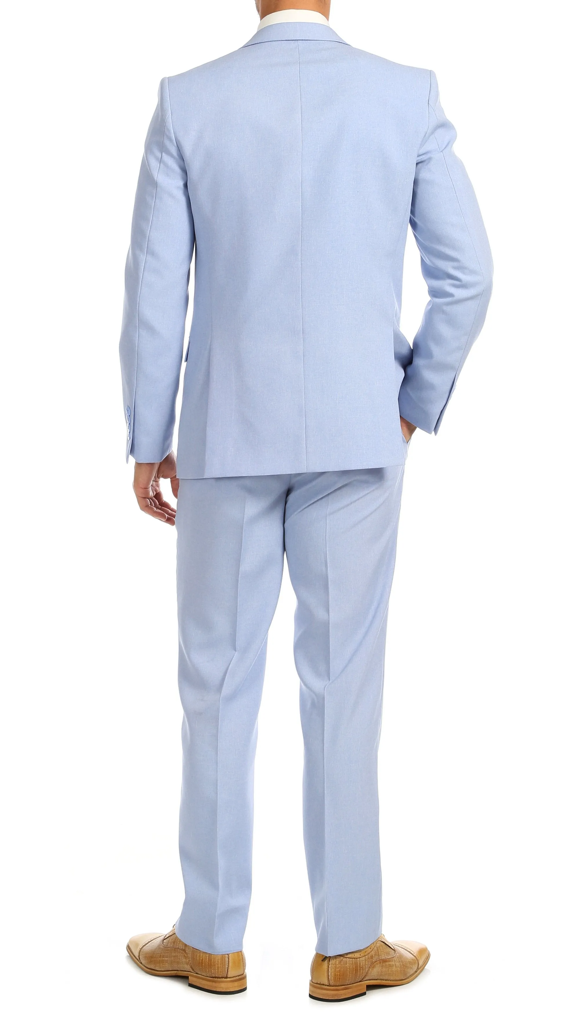 Paul Lorenzo Men's Sky Blue 2 Button Notch Lapel Slim Fit 2 Piece Suit