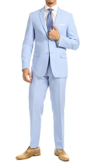 Paul Lorenzo Men's Sky Blue 2 Button Notch Lapel Slim Fit 2 Piece Suit