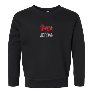 Personalized Nebraska Cornhuskers Script Huskers Toddler Crewneck Sweatshirt