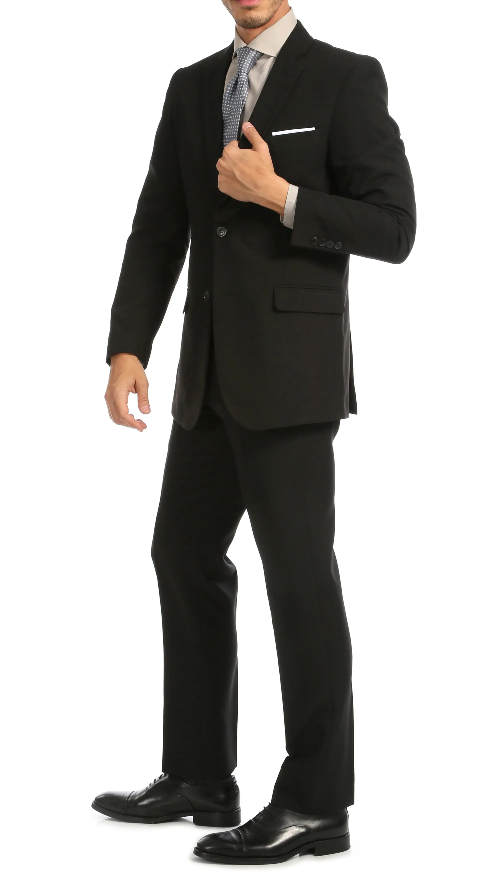 PL1969 Mens Black Slim Fit 2pc Suit