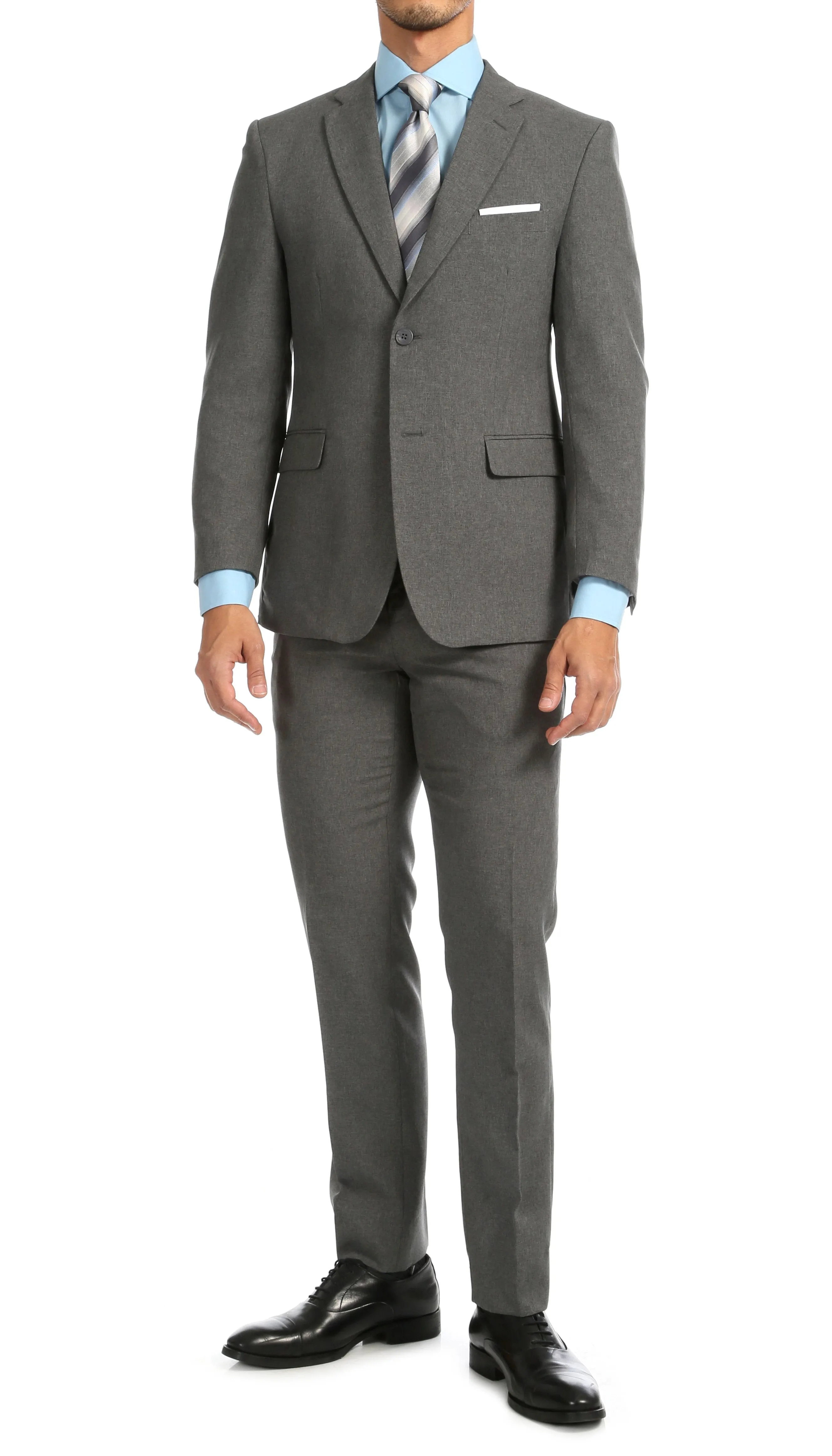 PL1969 Mens Heather Grey Slim Fit 2pc Suit