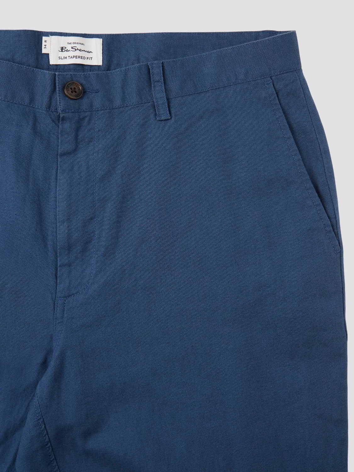 Signature Slim Taper Linen Trousers - Blue