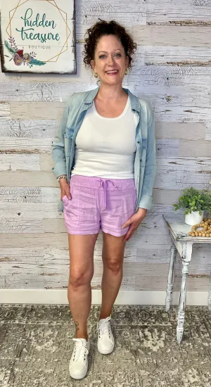 Smocked Waist Lavender Shorts