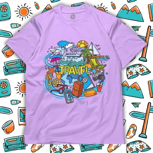 Travel Doodle Oversized Vacation T-Shirts | Unisex Fit