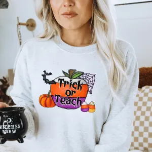 Trick or Teach | Cute Halloween Teacher Crewneck Sweatshirt