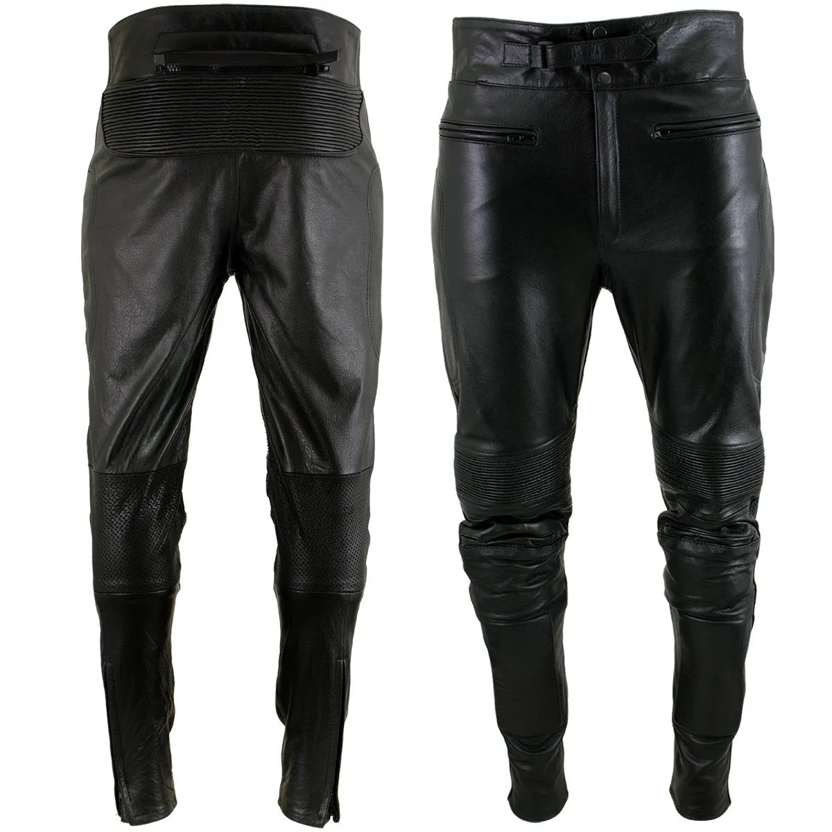 Xelement B7466 Men's 'The Racer' Black Cowhide Leather Racing Pants with X-Armor Protection